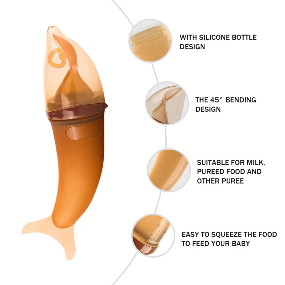 

1pc 120ml Silicone Feeding Bottle Spoon Squeeze Bottle Rice Paste Feeder