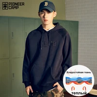 pioneer camp warm thick hoodies men 100 cotton winter streetwear black solid color mens clothing xls002256