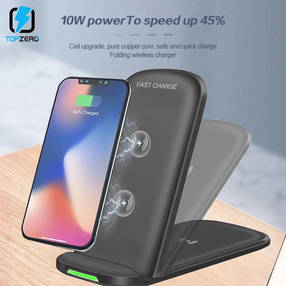10 Вт Qi Беспроводная зарядная подставка для iPhone 11 Pro X XS MAX быстрая Беспроводная зарядная станция Док-станция для Xiaomi samsung Note 8 9 10