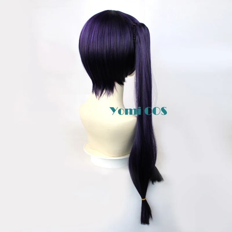 Game Genshin Impact Mona Косплей двойной конский хвост темно-фиолетовый парик Аниме Костюмы