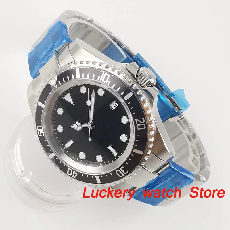 Мужские механические часы Parnis 42 мм черный стерильный циферблат светящиеся