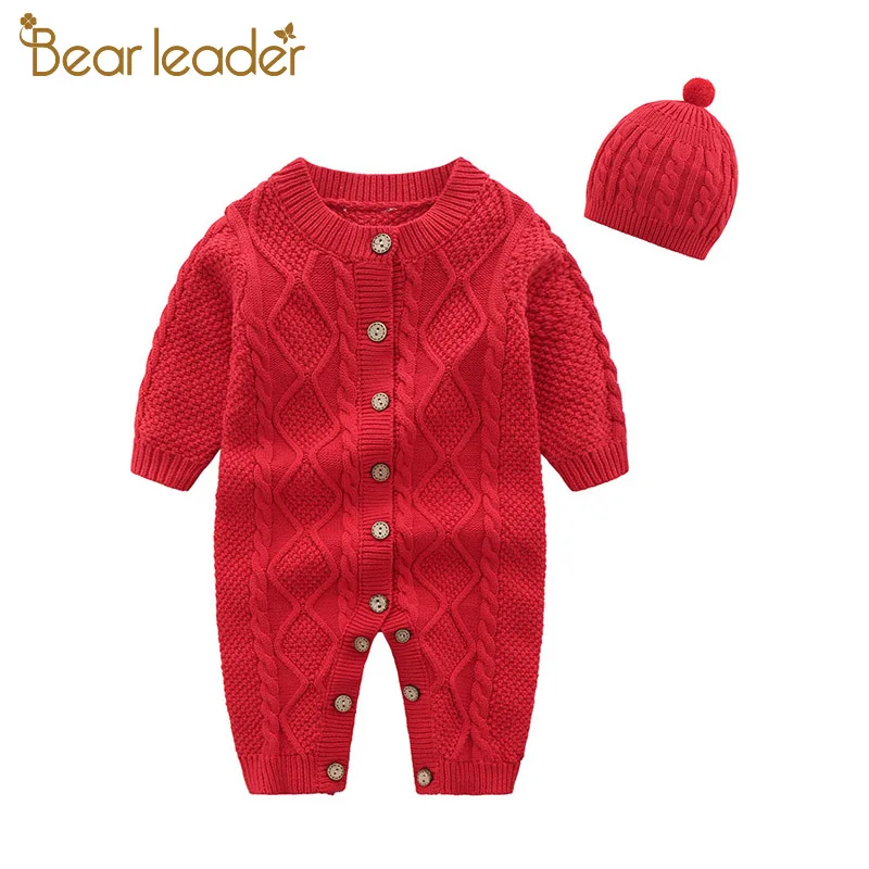 Bear Leader/комбинезон для малышей; Новинка; Осенний комбинезон для новорожденных мальчиков и девочек; вязаная одежда с капюшоном для малышей; милый костюм; одежда для детей