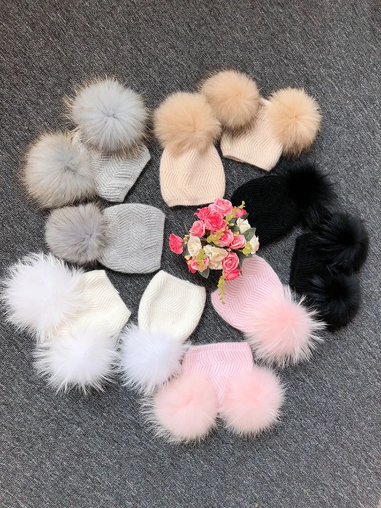 Шапка-бини с помпоном для младенцев милая вязаная шапка из ангоры мальчиков и