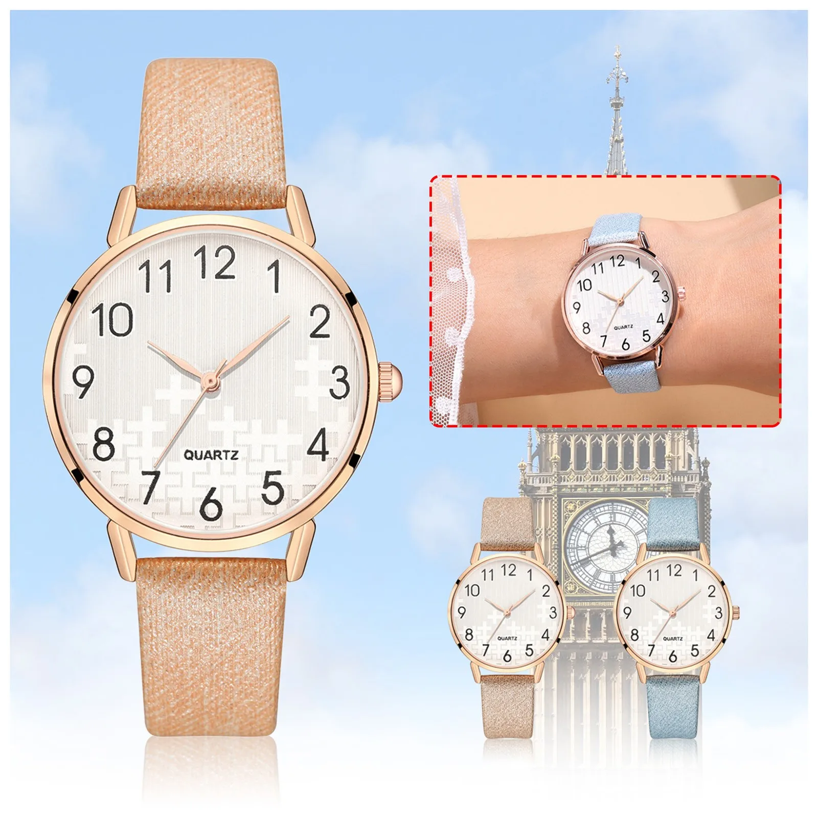 

Luxury Leather Belt Dress Watches Women Casual Arabic Numerals Big Dial Sports Quartz Clock Wristwatch Relogio Feminino Dropship