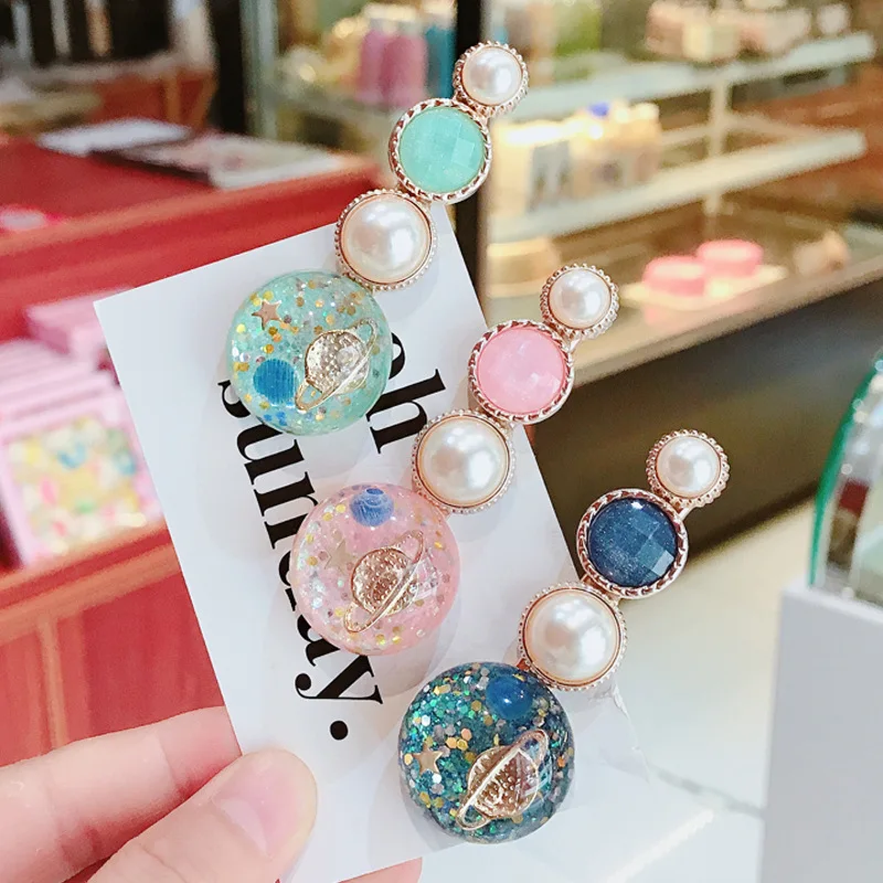 Женские заколки для волос INS корейские с изображением Галактики галактики