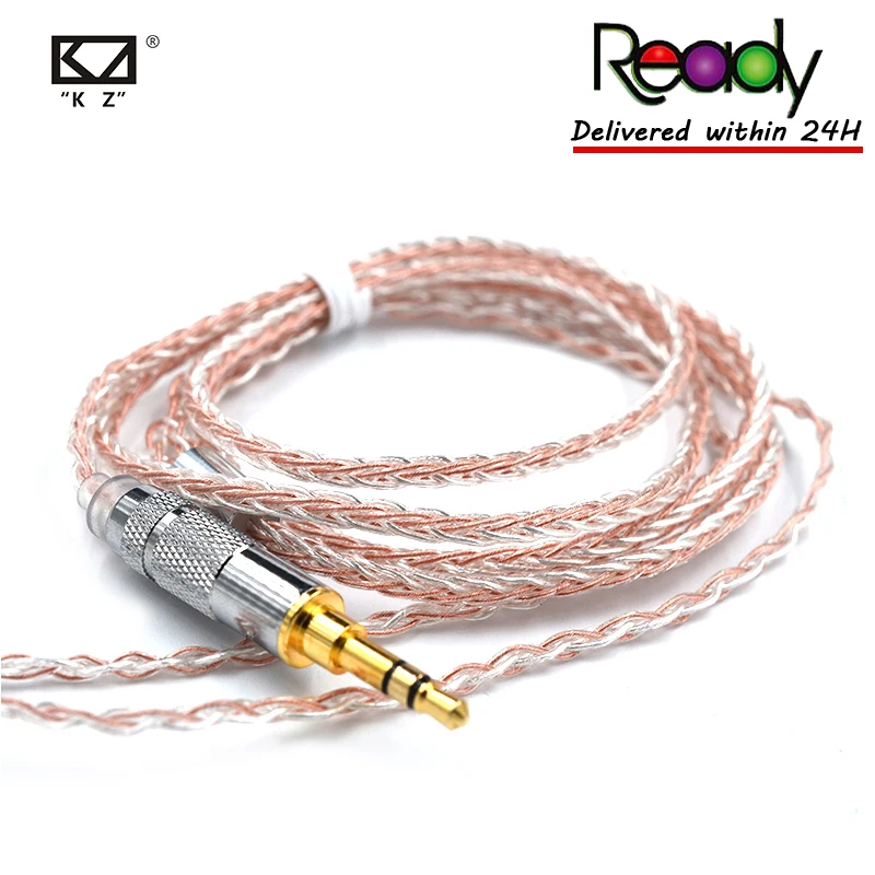 Готовые KZ наушники Медный Серебряный смешанный обновленный кабель для наушников