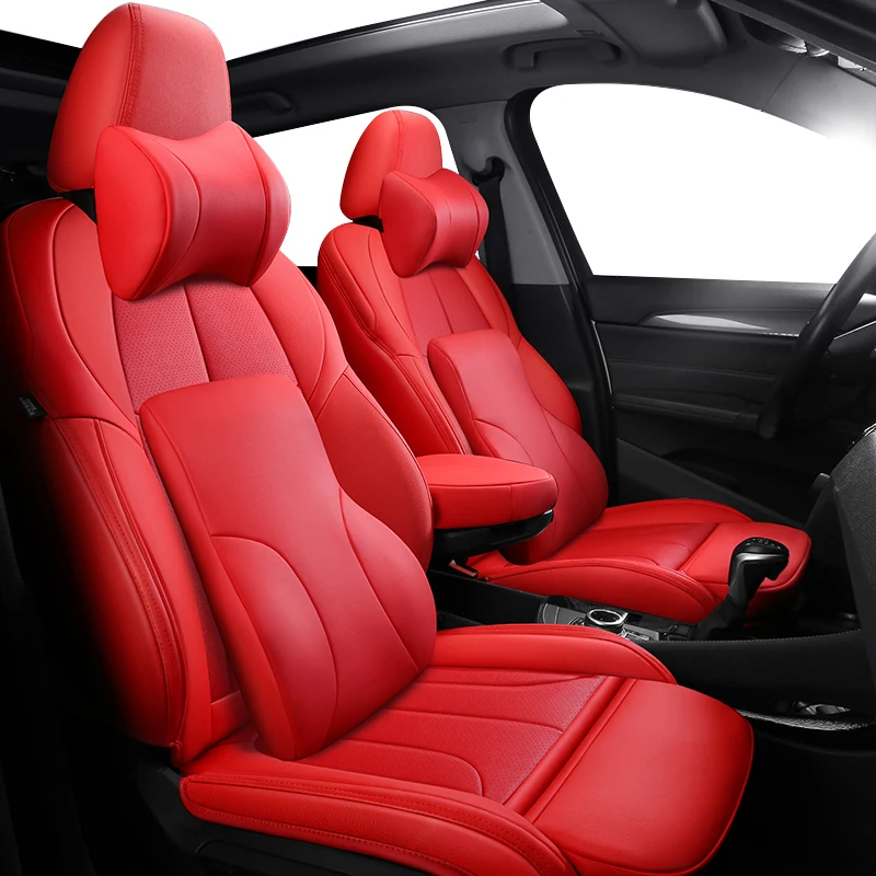 

Leather red Car seat covers For peugeot 206 207 308 307 407 2008 partner 301 508 sw 208 5008 2020 rcz accessories