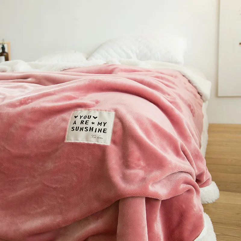 

Spring Autumn Super Warm Lamb Wool Blanket Luxury Thick Blankets For Beds Flannel Cover Blankets Winter Adult Throw Blanket