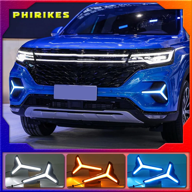 

Для Roewe RX5 MAX 2019 светодиодсветодиодный дневные ходовые огни DRL Противотуманные фары с желтым указателем поворота
