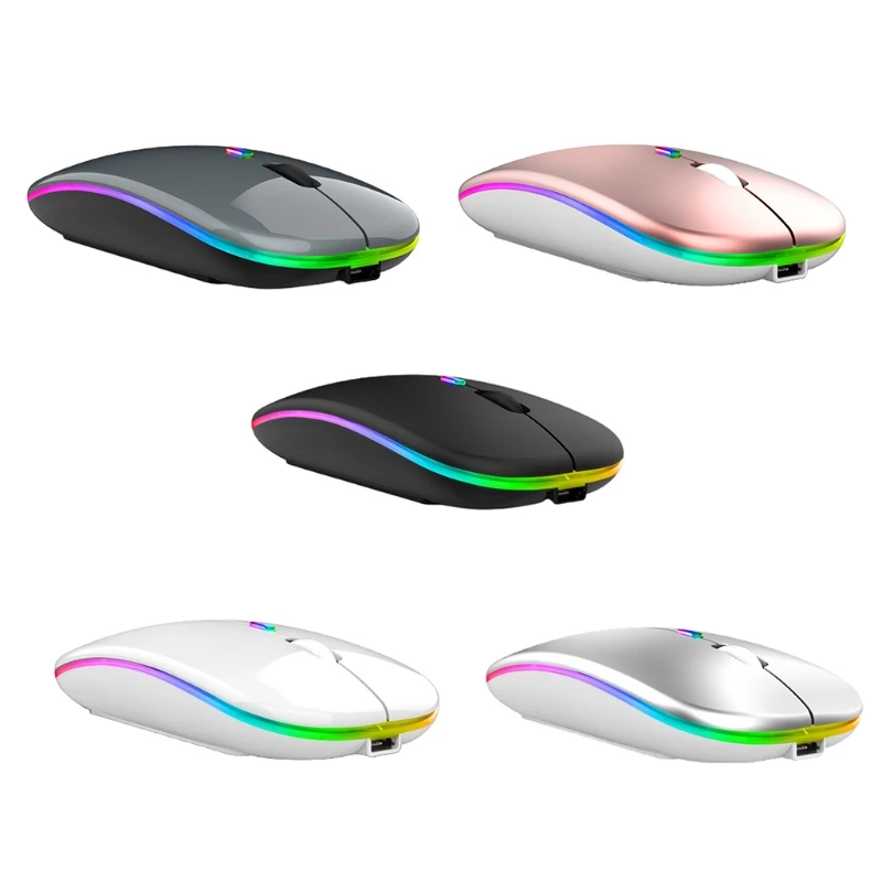 

Wireless Mouse, Ultra Slim Colorful LED Rechargeable Mouse 2.4G PC Computer Laptop Cordless Mice with USB Receiver for 20CB