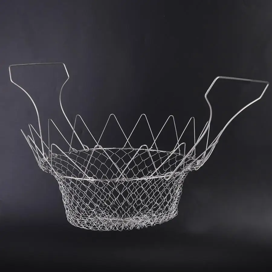 Foldable Fry Basket Cooking Strainer For French Fries Potato Fryer Fried Collapsible Colander Food Kitchen Tool | Дом и сад
