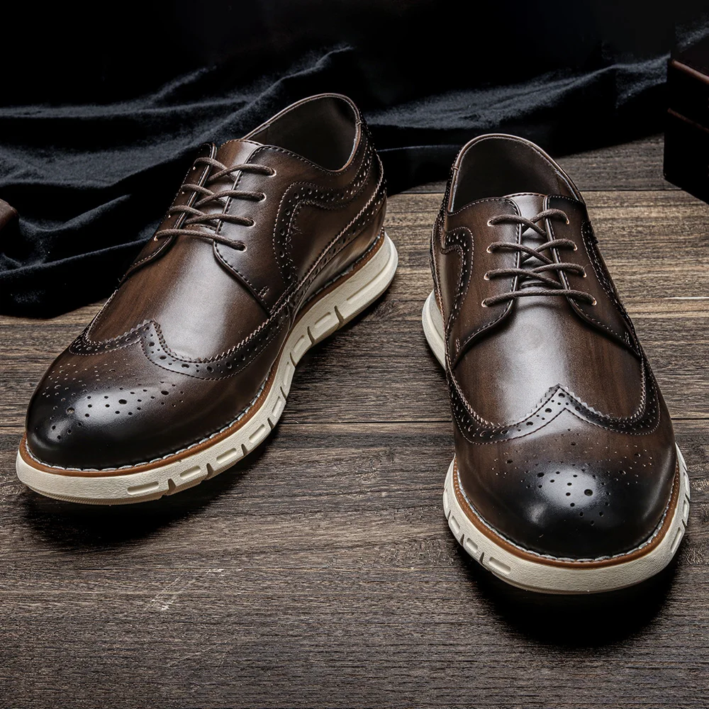 

Мужская повседневная обувь, мужские кожаные туфли Bullock, Размер 7-13 WOOTTEN, комфортные 2021 легкие броги, мужские кроссовки # AL525