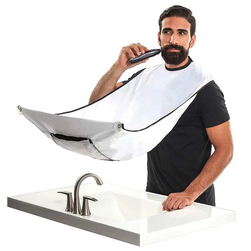 

Male Beard Shaving Apron Care Clean Hair Adult Bibs Shaver Holder Health Care Gift for Man Black White Bathroom Organizer