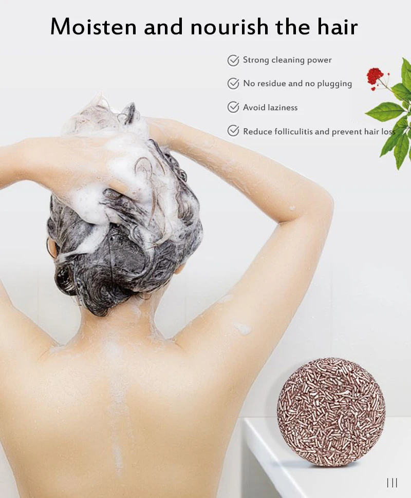 

2Pcs 100% Natural Soap Hair Darkening Shampoo Bar Organic Moisturize Repair Conditioner Gray White Hair Color Dye Treatment