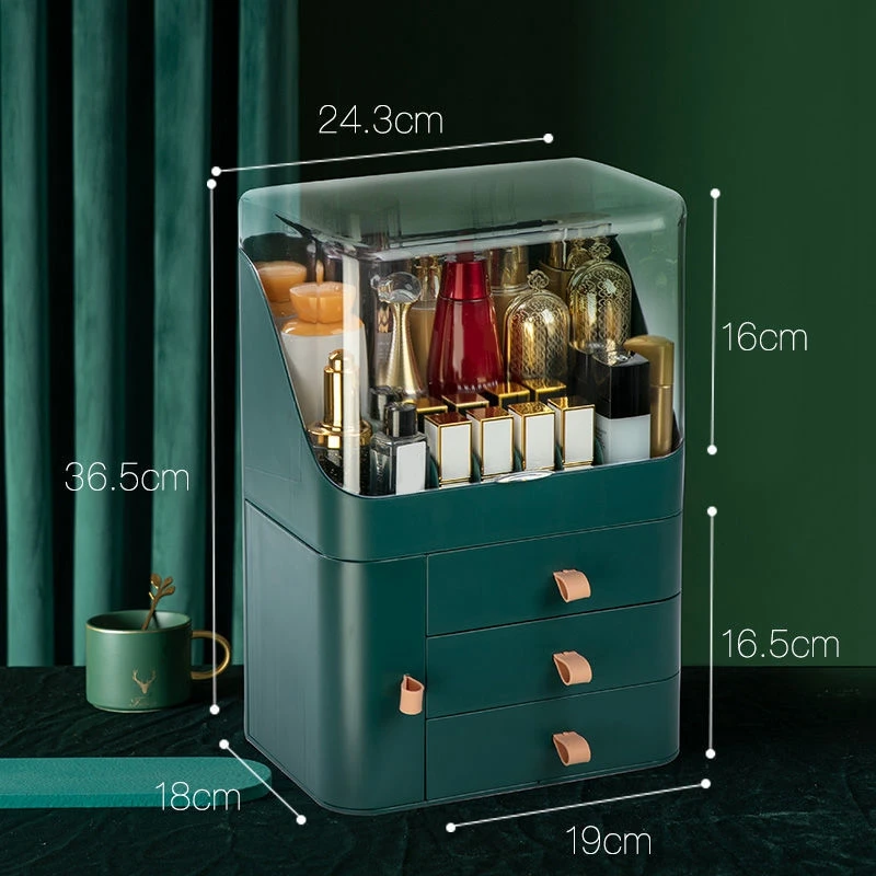 

Jewelry Organizer Makeup Organizer Cosmetic Storage Box Drawer Type Desktop Finishing Rack Dustproof Mask Case