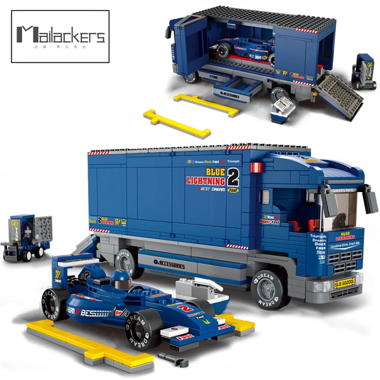 

Mailackers F1 Racing Car Transporter Model Building Blocks Technical Construction Kits Kid Toys Toys for Children Child Toy Gift