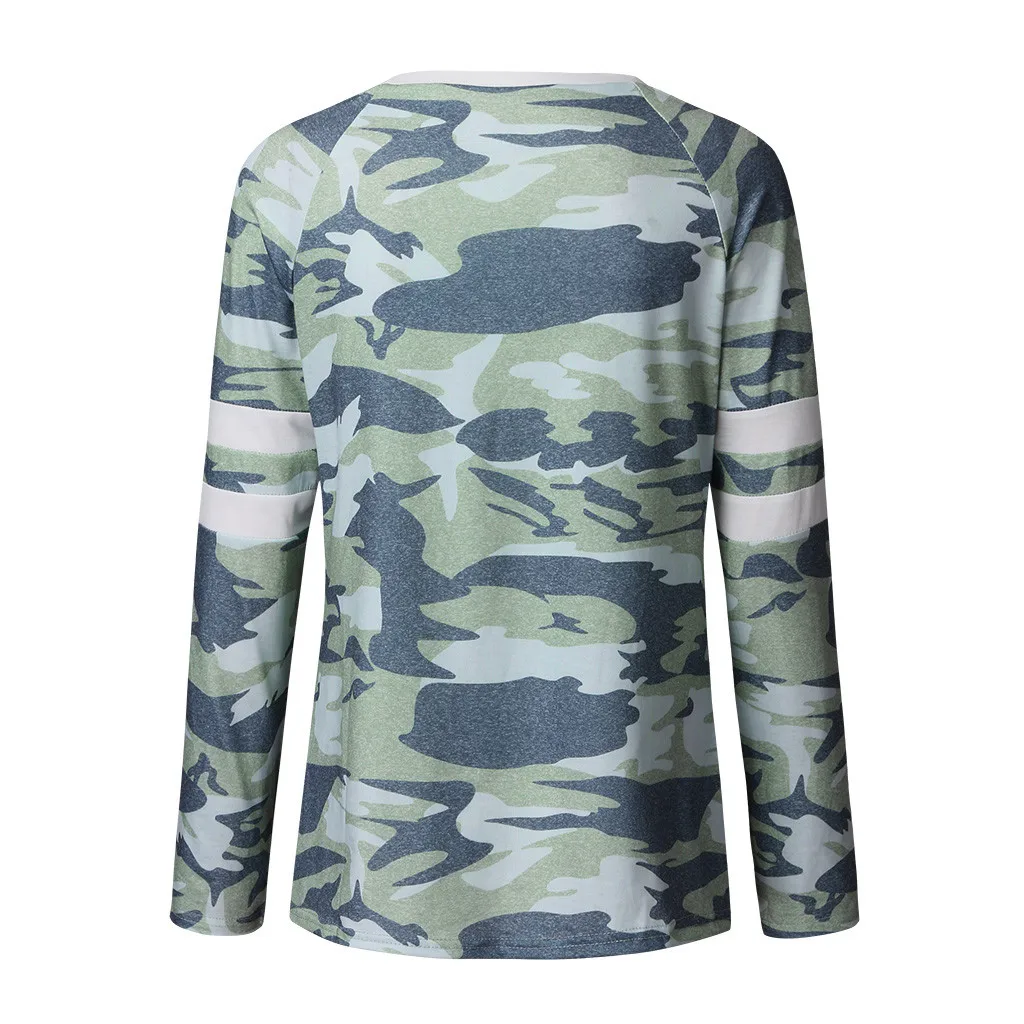 Модная камуфляжная полосатая блуза Повседневная зимняя женская Свободная с