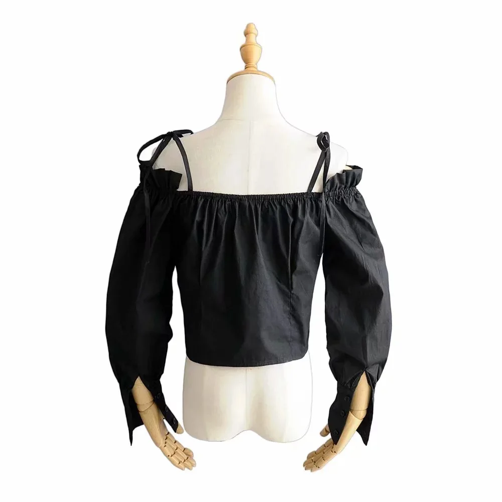 

Autumn Pullover one neck slim fit women's shoulder lace up long sleeve shirt women blouses women tops tops for women fashion