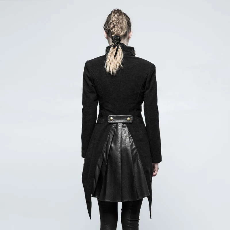 Женская приталенная куртка в стиле стимпанк RAVE шерстяная из смешанной кожи с