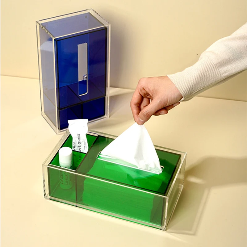 Acrylic Tissue Boxes коробка для салфеток Living Room Remote Control Simple Office Desktop Remote Control Pen Holder Storage Box