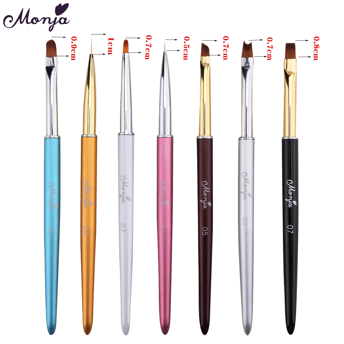 Monja 7 видов стилей для дизайна ногтей металлическая ручка акриловый УФ гель