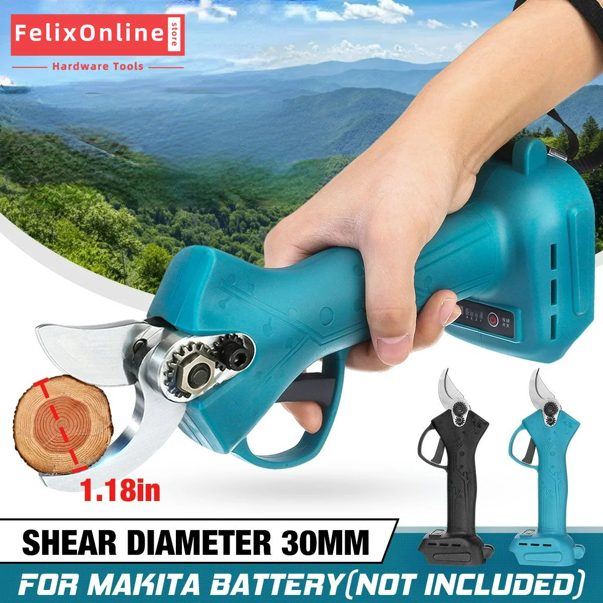 

28V 30mm Cordless Pruner Electric Pruning Shears Secateur Branch Pruner Fruit Tree Bonsai Pruning for Makita with An Battery