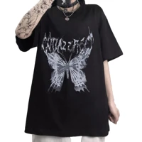 womens t shirt punk casual butterfly harajuku y2k dark tops male fashion swag aesthetic unisex hip hop gothic t shirts streetwe