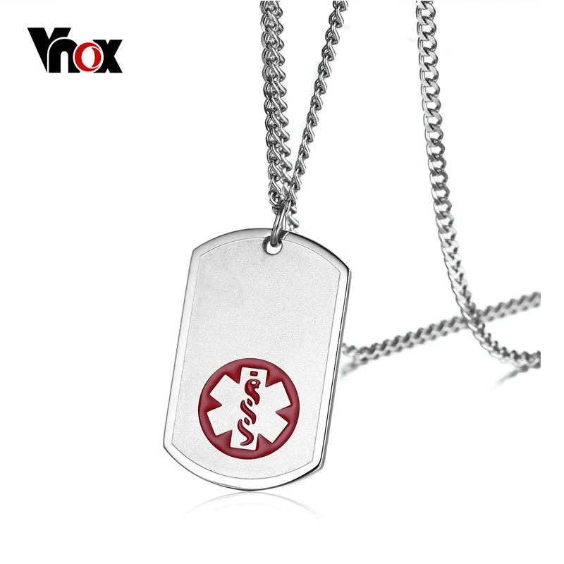 Vnox США заказное гравированное медицинское ожерелье с бесплатной гравировкой из