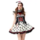 Женское страшное кровавое платье на Хэллоуин, ободок с ножом, воротник, полосатый цирковый костюм в горошек, костюм для косплея зомби