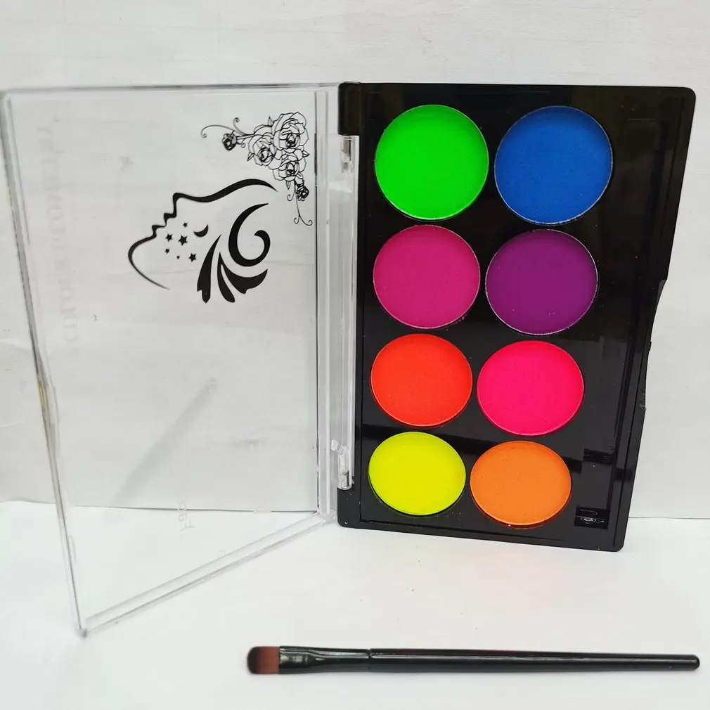 8-color Fluorescent Water-soluble Body Paint UV Glow Oil Painting Halloween Party Masquerade Fancy Dress Makeup Tool - купить по