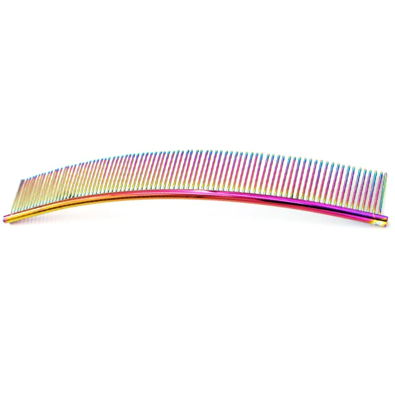 

Professional Dog Cat Curved Grooming Comb Stainless Steel Pet Comb Dense Teeth Cleaning Brush Hair Removal Pet Supplies