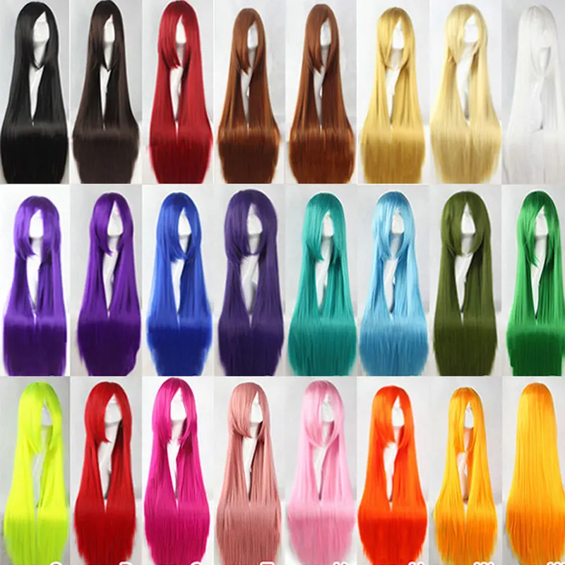 Эко вечерние 100 см длинные прямые Косплэй парика устойчивая к высоким