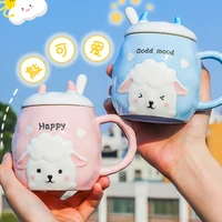high value mug with lid spoon cute girl couple one pair of home creative ceramic coffee drinking cups