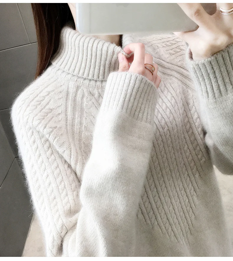 

2020 Autumn Winter Fashion Sweater Women Knitted Pullover Sweater Long Sleeve Jumper Soft Warm Thicken Loose 12 Colors Sweater