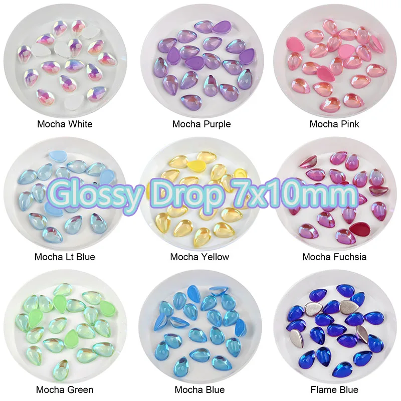

New product Glossy Drop 7x10mm 3D Nail Art Rhinestone Flatback Glossy Crystal Stones For DIY Nail art Decoration 100pcs/30pcs