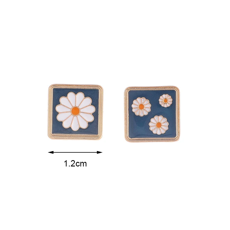 

Hot Style Personality Ladies Earrings Blue Color Asymmetry Daisy Personality Flowers Earrings Jewelry Gift Korean Studs Earrings