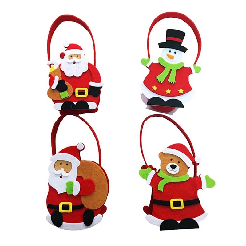

2022 NEW Year Christmas Articles Handbags Non-woven Fabric Bags Kids Gifts Holder Xmas Tree Hnaging Pendant Pouch Snowman