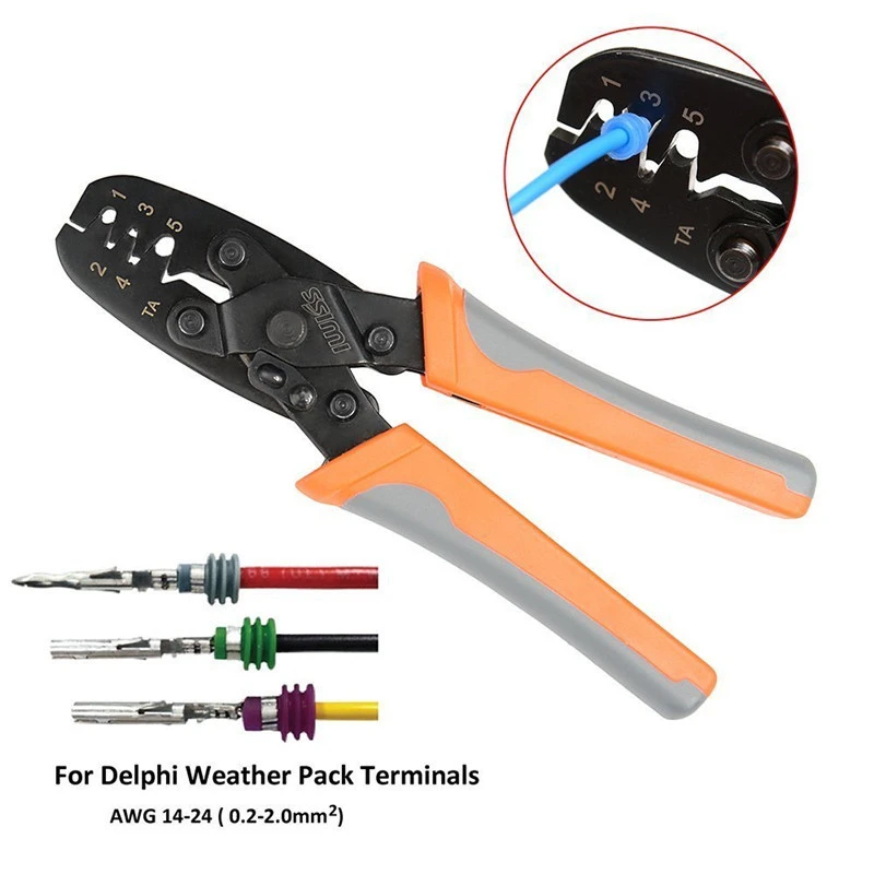 

IWISS IWS-1424B Weather pack Crimper Tools for Crimping Delphi Packard Weather pack Terminals or Metri-Pack Connectors