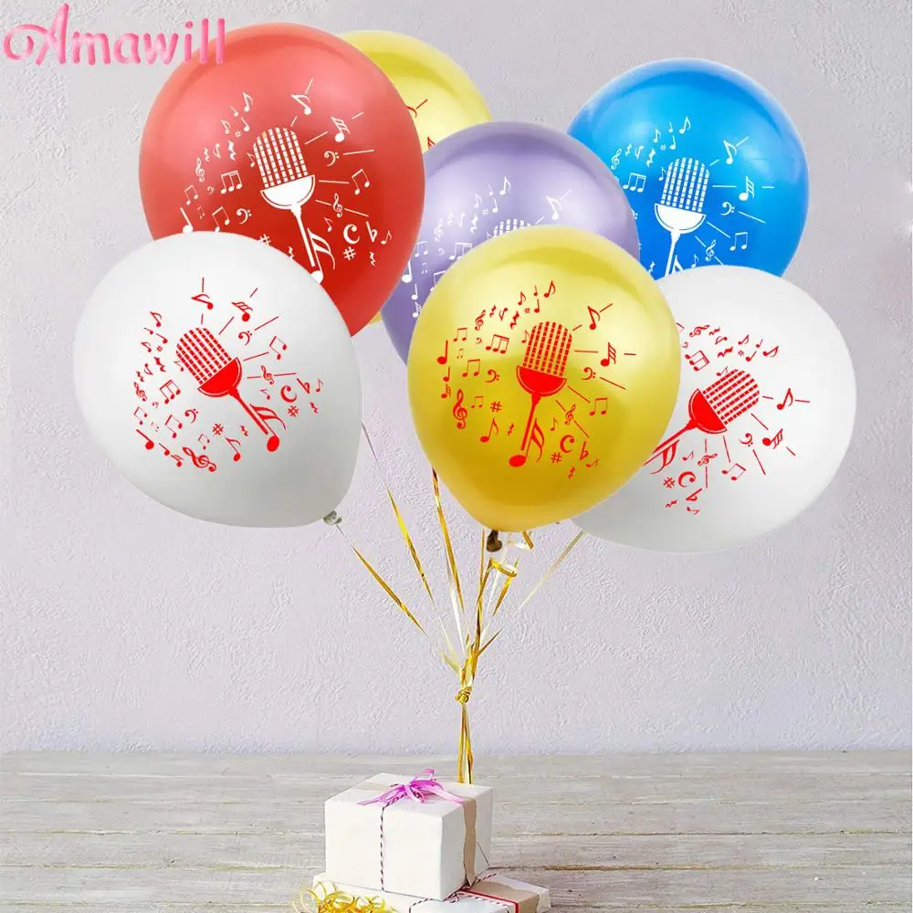 Amawill латексные шары с микрофоном и музыкальной нотой для детского дня рождения