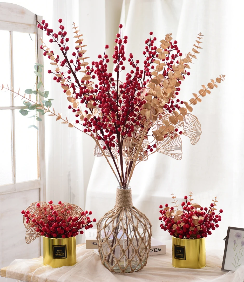 

Искусственное растение, Рождественский Декор, золотой лист, искусственные листья, свадебное украшение, Роскошный домашний декор, флористик...