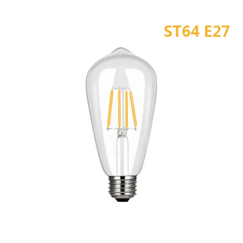 ZDM светодиодный лампы в форме свечи лампы C35 G45 ST64 винтажная лампа E14 светодиодный E27 A60 220v светодиодный глобус 2W 4W 6W 8W нитевые Эдисон светодиодный светильник лампы - Испускаемый цвет: ST64 E27