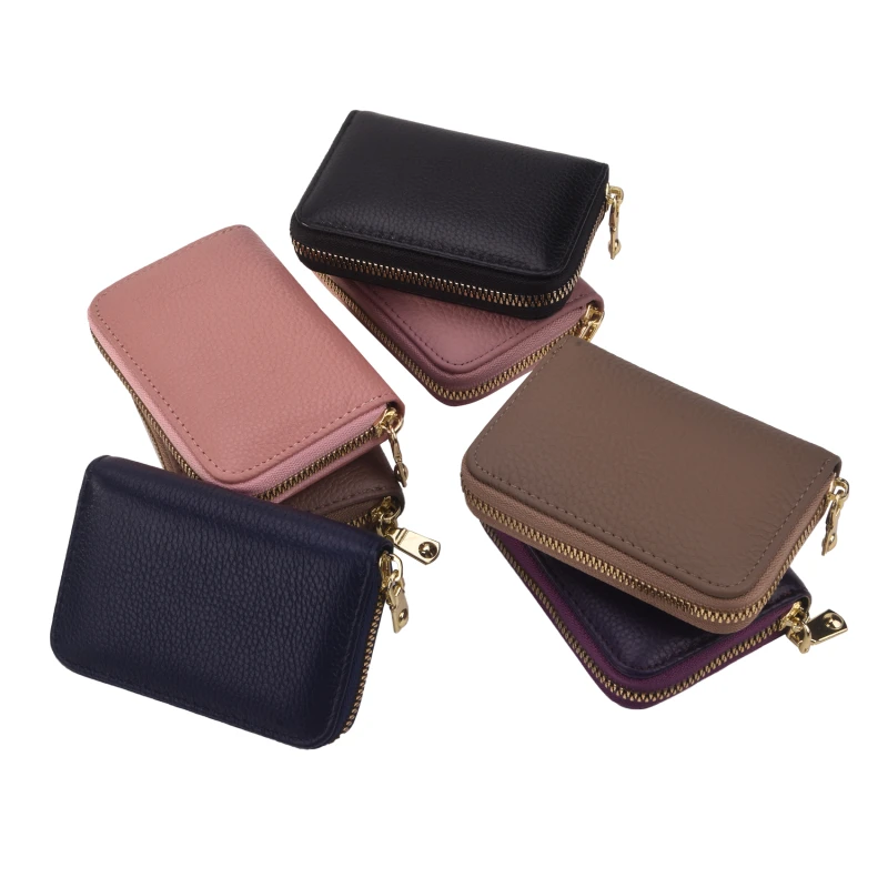 

PU Leather Zipper Card Holder Solid Color Wallets For Men And Women Multifunctional Organ Card Holder
