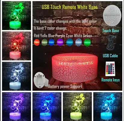 Remote 7 Color Новые МЫШИ Микки Маус домашний интерьер для комнаты девушки сон Ночная Атмосфера свет трещины база RGB Изменение блеск Праздник партия поставка ребенок подарок игрушка - Испускаемый цвет: Remote 7 Color