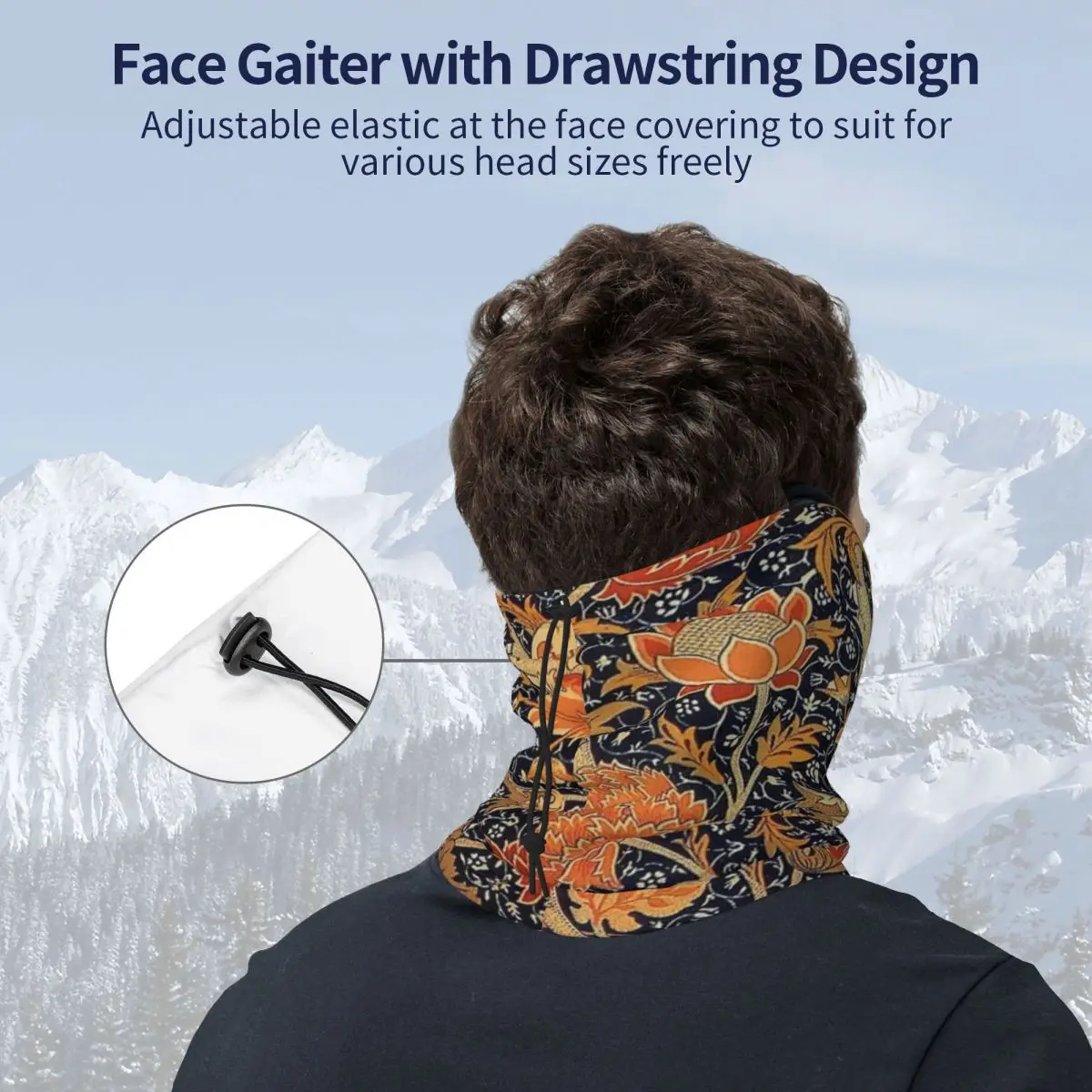 William Morris Orange Cray Floral Balaclava Mask Scarf Bandana Hunting Winter Facemask Airsoft Knitted | Спорт и развлечения