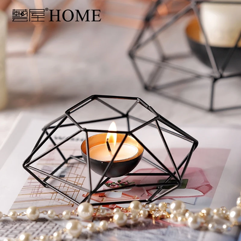 Европейский геометрический Железный подсвечник-фонарик украшения для домашнего