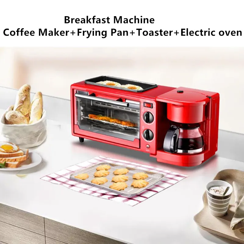 

3 в 1 домашняя машина для завтрака, Кофеварка, сковорода, тостер для хлеба, электрическая печь, машина для выпечки хлеба
