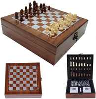 4 in 1 chess set wooden international chess poker dice domino family party entertainment table board games wooden