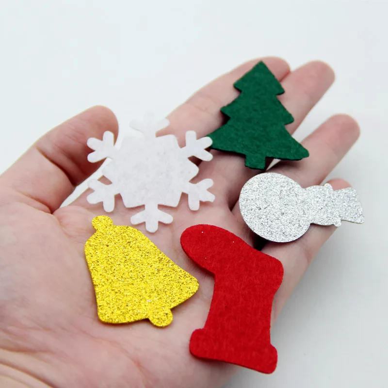 40 шт. рождественские войлочные нашивки Рождественская елка носок колокольчик
