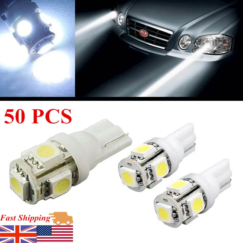 

50x T10 5050 5SMD 194 168 светодиодный белый автомобиль клиновидные боковые хвост светильник 100% абсолютно новый и высокого качества светодиодный све...