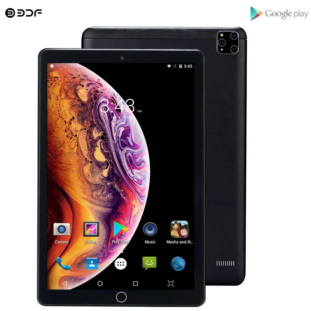 Планшет Google Play 10 1 дюйма Android 7 0 4 ядра 3G телефонные звонки GPS Wi Fi Bluetooth 2.5D закаленное